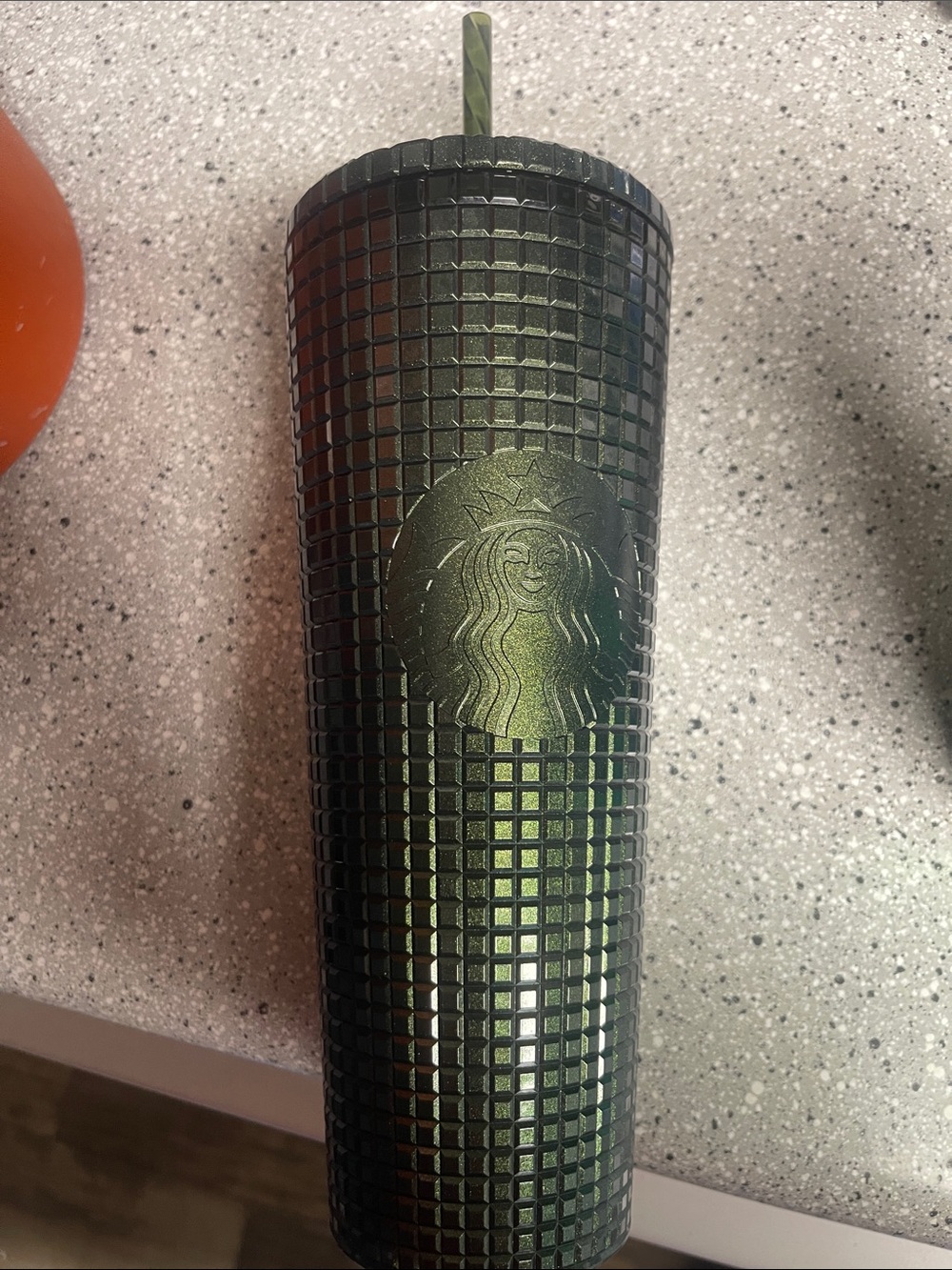 Starbucks Metallic Green Textured Tumbler with Straw